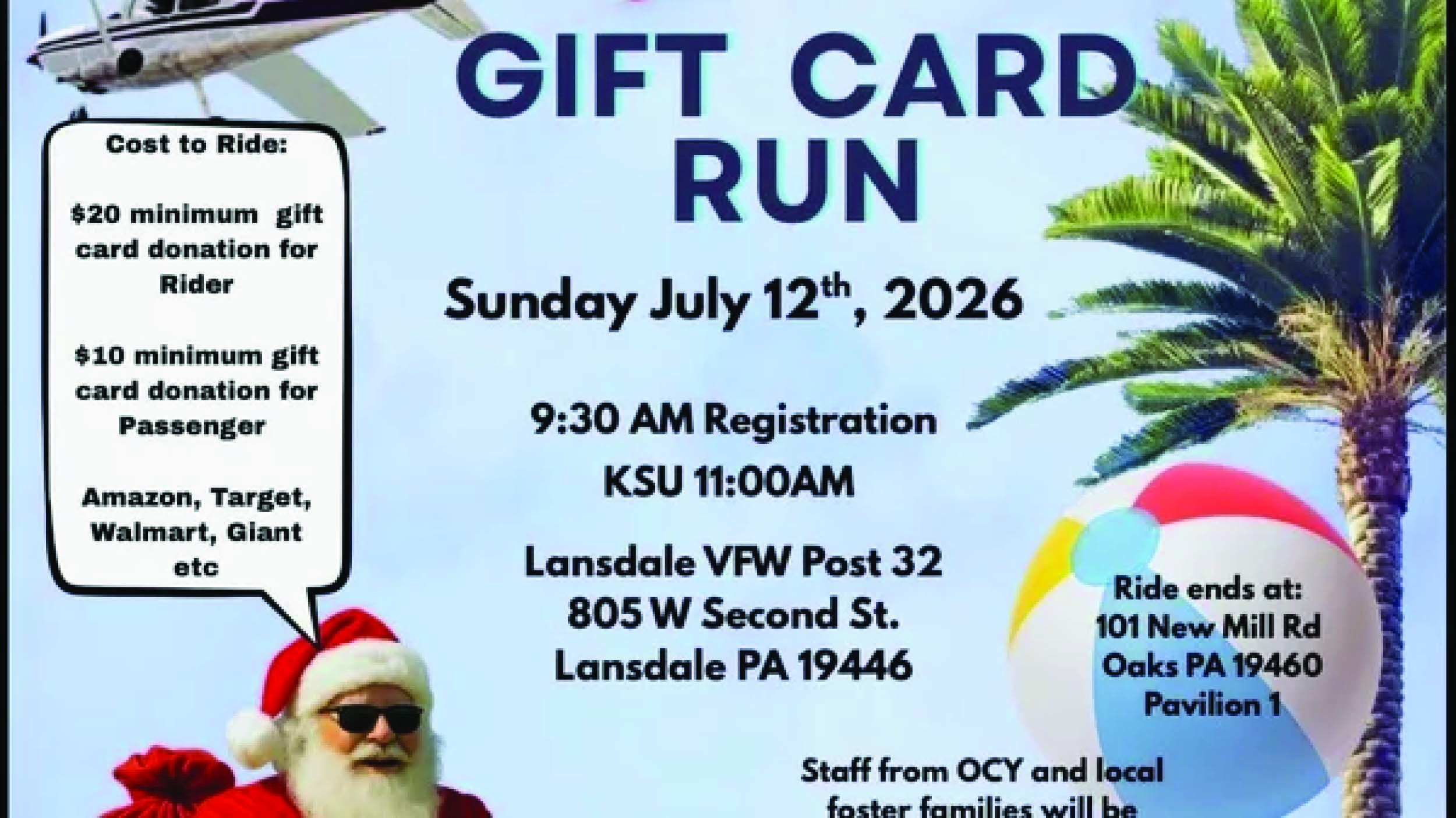 BACA Montco annual Christmas in July Gift Card Run